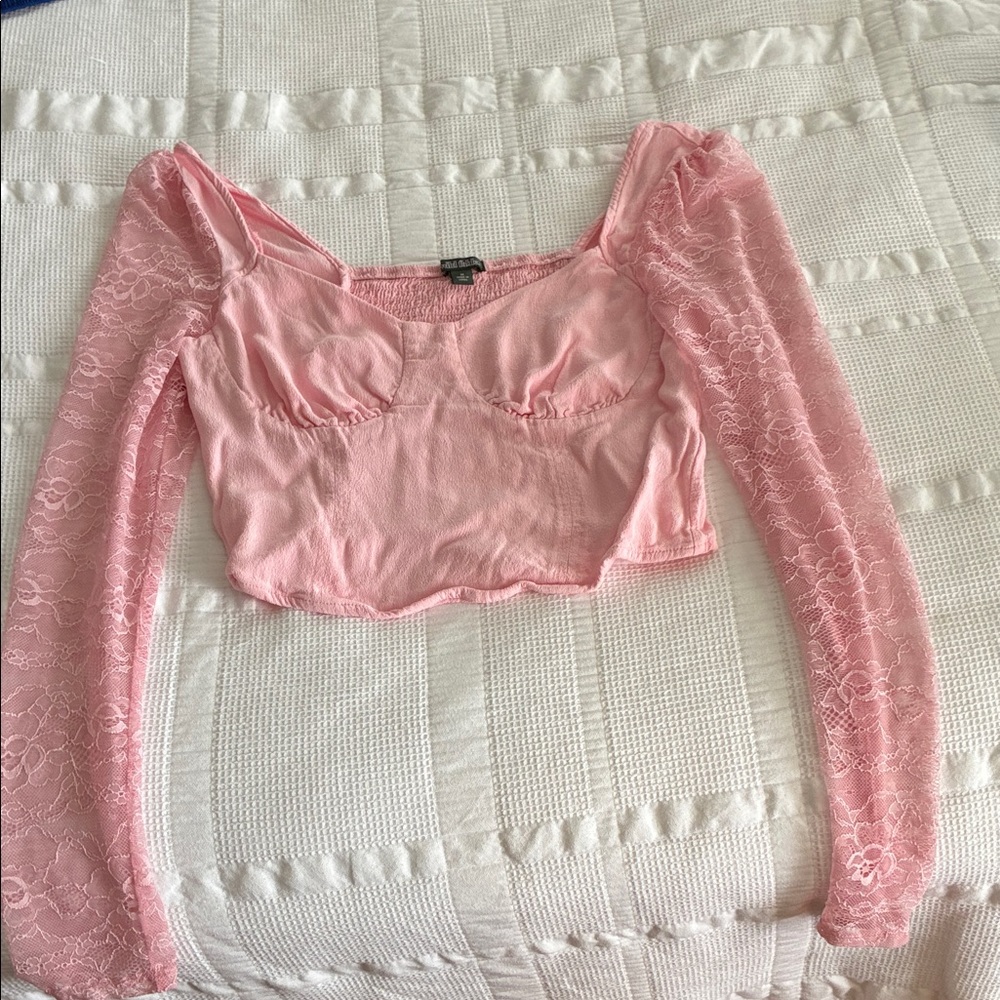 Wild Fable Pink Lace Crop Top